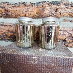 Pair of Distressed Glass Tealight Candle Holders